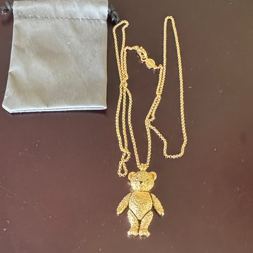 Vintage Napier Articulated Teddy Bear Pendant Necklace